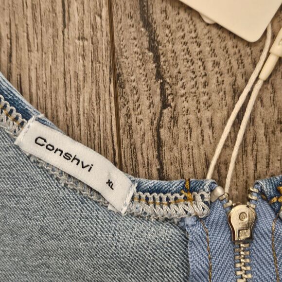 Conshvi Light Blue Sleeveless Jean Zip Dress Woman Size Xl NWT - Picture 4 of 4
